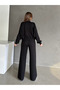 Women's Black Front Zippered Premium Tracksuit Set - 4