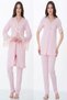 Women's Pink Lace Cotton Maternity Maternity Dressing Gown Pajamas Set 3 Pieces - 3