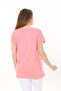 Women's Large Size Pink Bike Collar Front Print Short Sleeve Blouse 65N37639 - 3