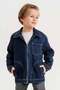 Zippered Double Pocket Single Chest Pocketed Boy's Jeans Jacket