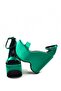 Women's Green Koffy Satin High Wedge Sole Platform Single Strap Sandals - 5