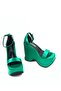 Women's Green Koffy Satin High Wedge Sole Platform Single Strap Sandals - 3