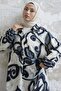 Shirt Collar Patterned Viscose Dress - Black - 2