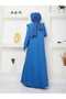 Buttoned Large Size Linen Hijab Hijab Dress - 2