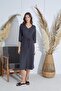Women's Capri Sleeve V-Neck Slit Anthracite Dress C6T0N951 - 4