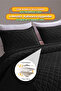 Quilted Velvet Bed Cover Set Double Supersoft 3 Pieces Soft Fiber Filled Black - 4