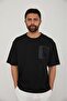 Black Oversize T-shirt with Zippered Pocket Detail