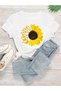 Unisex Butterfly Sunflower Printed Short Sleeve 100% Cotton T-shirt