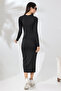 STRAIGHT BLACK PENCIL DRESS / LONG DRESS - 7