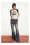 Navy Blue Raglan Sleeve Back to Nature Gray Melange T-Shirt - 5