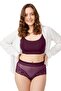 Plum Lace Detailed Transparent Large Size Bikini Panties
