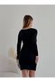 Women's Long Sleeve Skuba Fabric Heart Collar Wedding Graduation Special Occasion Dress Black - 6