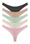 Women's Cotton and Lycra Ribbed Camisole Thong Panties 5-Pack - 7