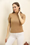 Half Turtleneck Ribbed Short Sleeve Summer Stretchy Knitwear Badi Blouse