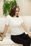 Half Turtleneck Ribbed Short Sleeve Summer Stretchy Knitwear Badi Blouse
