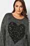 Plus Size Slit Detailed Polka Dot Sequined Long Sleeve Crew Neck Blouse302497 - 2
