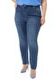 Large Size High Waist Slim Leg Blue Denim Trousers - 5