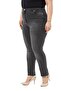 Large Size High Waist Narrow Leg Anthracite Denim Trousers - 5