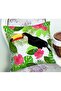 Large Black Tukan Bird Printed Throw Pillow Cover on Green Leaves - 2