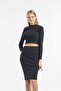 Women's Camisole Turtleneck Top Pencil Skirt Bottom Set - 3