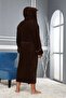 Men's Brown Lion Embroidered Hooded Bathrobe - 3