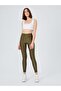 High Waist Shiny Leggings Khaki - 2