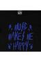 Music Makes Me Happy Black T-Shirt with Pocket Logo Design - 5