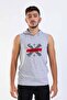 Unisex Gray Melange Hooded Sleeveless T-shirt