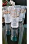 Azur Eiffel Hand Decorated Striped Gold Gilded Water and Soft Drink Glass for 12 People