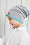 Boy's Gray Blue Star Hat Beanie Soft Double Layer 100% Natural Cotton Combed Cotton