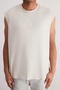 Taş Oversize/Geniş Kesim Kabarık Yazı Baskılı Etiketli Sıfır Kol T-Shirt/Atlet TMNSS24AL00005 - 4