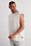 Taş Oversize/Geniş Kesim Kabarık Yazı Baskılı Etiketli Sıfır Kol T-Shirt/Atlet TMNSS24AL00005 - 2