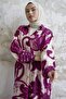 Shirt Collar Patterned Viscose Dress - Fuchsia - 2