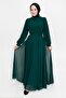 Double-breasted Collar Chiffon Fabric Hijab Evening Dress - 2