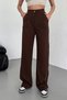 Women's Brown High Waist Pleated Buttoned Lycra Stretchy Comfortable Fit Palazzo Trousers - 6