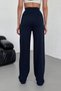 Women's Navy Blue High Waist Lycra Flexible Velcro Closure Pleated Comfortable Fit Palazzo Pants - 9