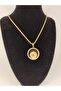 Openable, Quartered Steel Non-Tarnish Necklace Gold Color - 5