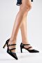 Alegra Black Color Double Banded and Buckle Women's Heeled Shoes - 5