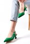Mitzie Green Color Open Back Short Heeled Women's Shoes - 5