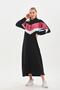 Powder V Pattern Color Blocked Hijab Daily Long Sports Dress - 3