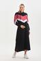Powder V Pattern Color Blocked Hijab Daily Long Sports Dress - 4