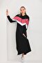 Powder V Pattern Color Blocked Hijab Daily Long Sports Dress - 5