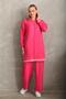 Women's Daily Hijab Double Suit Shirt Trousers Fuchsia
