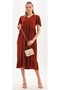Women's Summer Dress Wrapped Butterfly Sleeve Cinnamon - 4