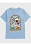 Unisex Baby Blue Stay Positive Shark Printed Oversize T-shirt