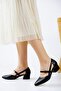 Black Leather - Black Crocodile Detailed, Size 34 -- 43, Heel Height 3.5 cm, Women's High Heels