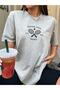 Tennis Racket Printed Women's Oversize Gray Salas T-shirt Boyfriend