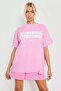 Women's / Girls' Pink Oversize Wardrobe T-Shirt - Oversize Printed Wardrobe
