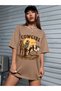 Cowgirl Printed Women's / Girls' Oversize Brown T-Shirt - 3