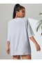 90S Printed Women / Girls Oversize Gray Salas T-Shirt Boyfriend - 4